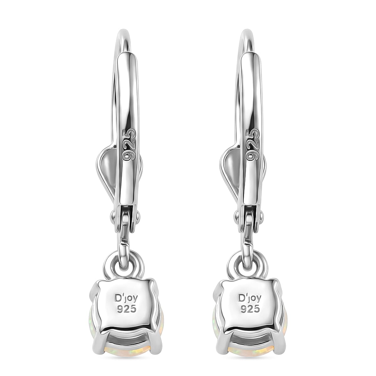 Royal Bali Collection - D'Joy Ethiopian Opal Solitaire Stud Earring with Lever Back in Rhodium Overlay Sterling Silver