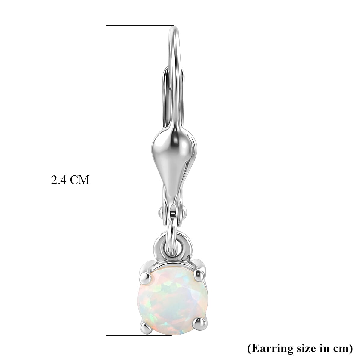 Royal Bali Collection - D'Joy Ethiopian Opal Solitaire Stud Earring with Lever Back in Rhodium Overlay Sterling Silver