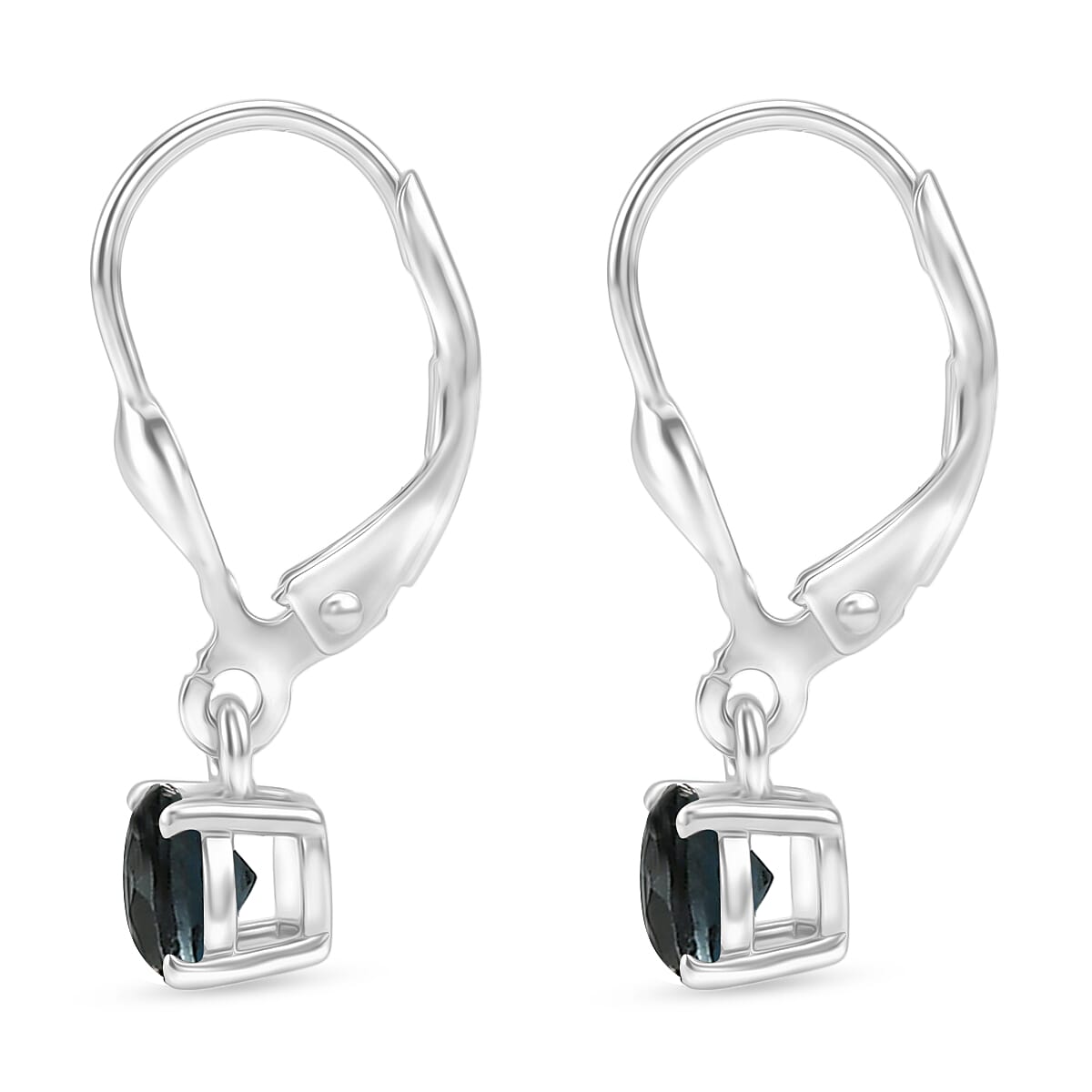 Royal Bali Collection - D'Joy London Blue Topaz Solitaire Stud Earring with Lever Back in Rhodium Overlay Sterling Silver 1.18 Ct.