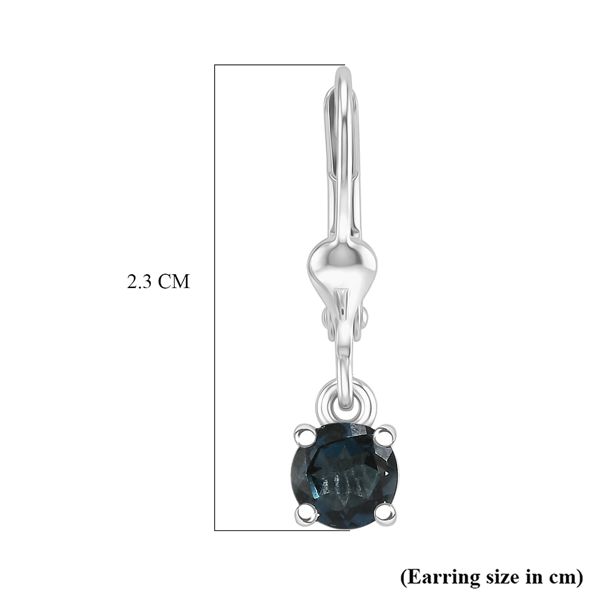 Royal Bali Collection - D'Joy London Blue Topaz Solitaire Stud Earring with Lever Back in Rhodium Overlay Sterling Silver 1.18 Ct.