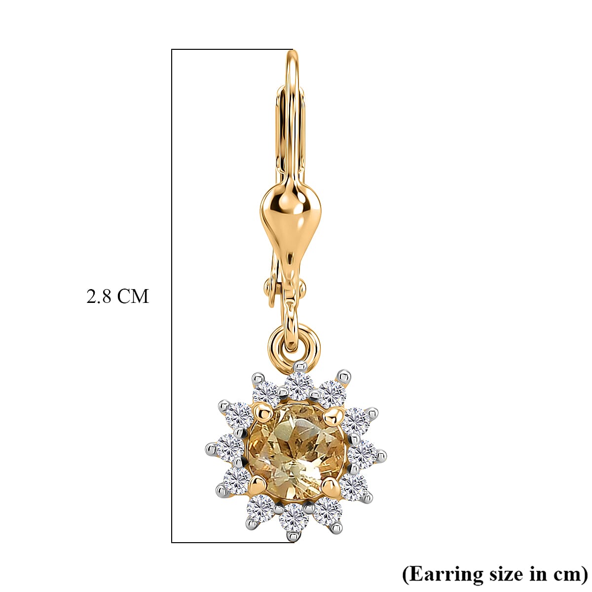 Royal Bali Collection - D'Joy Citrine & White Zircon Earring with Lever Back in 18K Vermeil Yellow Gold Plated Sterling Silver 1.44 Ct.