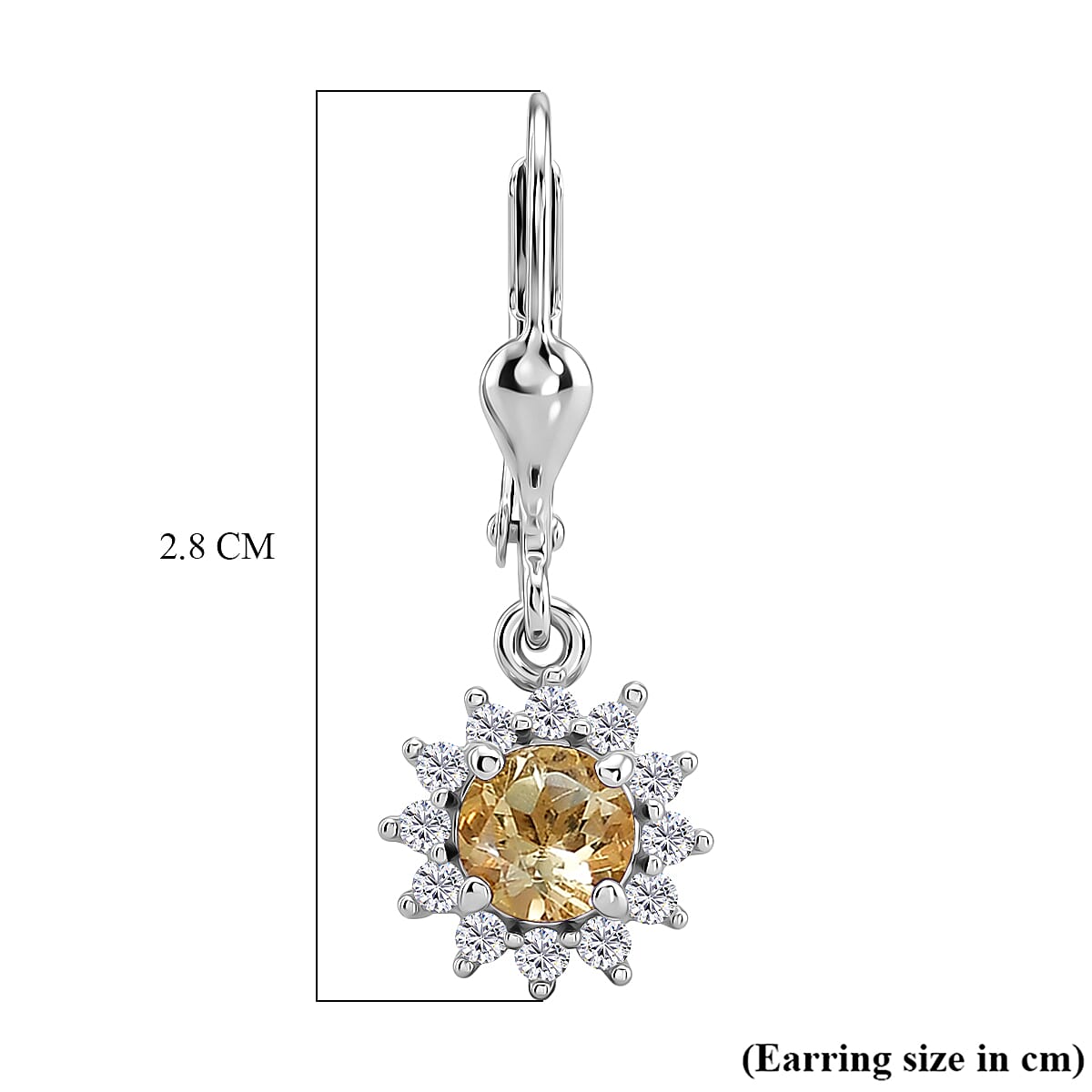 Royal Bali Collection - D'Joy Citrine & White Zircon Earring with Lever Back in Rhodium Overlay Sterling Silver 1.44 Ct.
