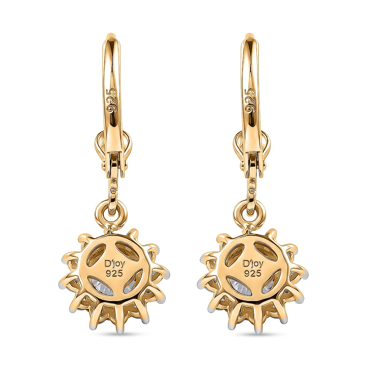 Royal Bali Collection - D'Joy Moissanite Earring with Lever Back in 18K Vermeil Yellow Gold Plated Sterling Silver 1.27 Ct.