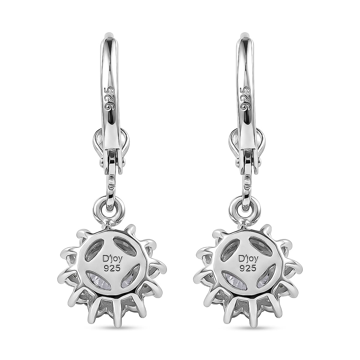 Royal Bali Collection - D'Joy Moissanite Earring with Lever Back in Rhodium Overlay Sterling Silver 1.27 Ct.
