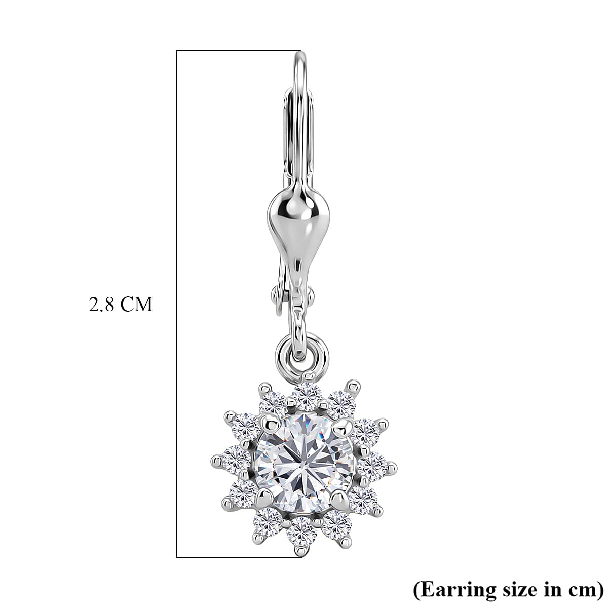 Royal Bali Collection - D'Joy Moissanite Earring with Lever Back in Rhodium Overlay Sterling Silver 1.27 Ct.