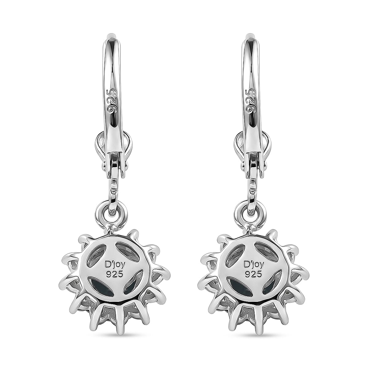Royal Bali Collection - D'Joy London Blue Topaz & White Zircon Earring with Lever Back in Rhodium Overlay Sterling Silver 1.70 Ct.