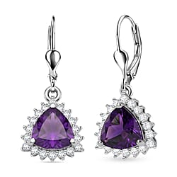 Royal Bali Collection - D'Joy Citrine November Birthstone Earring with Lever Back in Rhodium Overlay Sterling Silver 1.84 Ct.