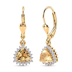Royal Bali Collection - D'Joy Citrine November Birthstone Earring with Lever Back in 18K Vermeil Yellow Gold Plated Sterling Silver 1.84 Ct.