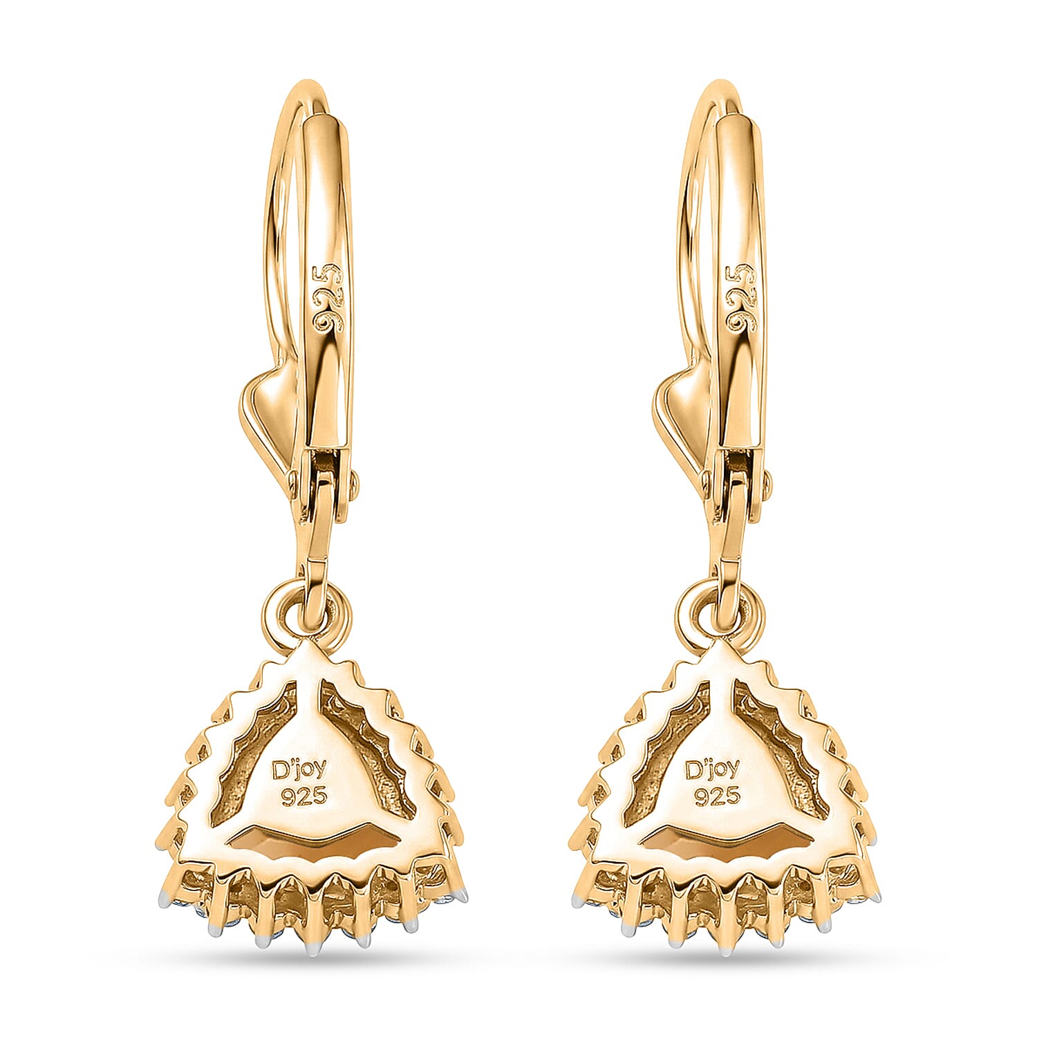 Royal Bali Collection - D'Joy Citrine & White Zircon Earring with Lever Back in 18K Vermeil Yellow Gold Plated Sterling Silver 1.84 Ct.