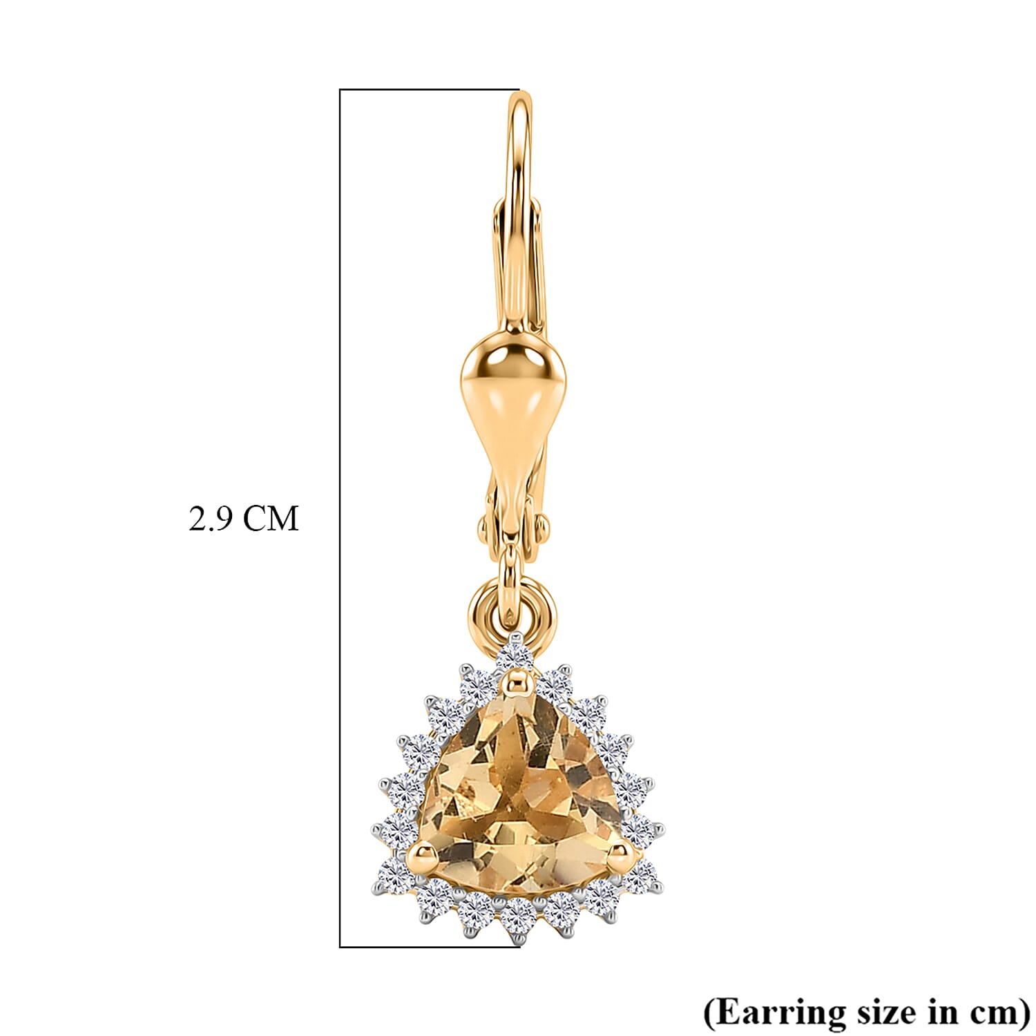 Royal Bali Collection - D'Joy Citrine & White Zircon Earring with Lever Back in 18K Vermeil Yellow Gold Plated Sterling Silver 1.84 Ct.