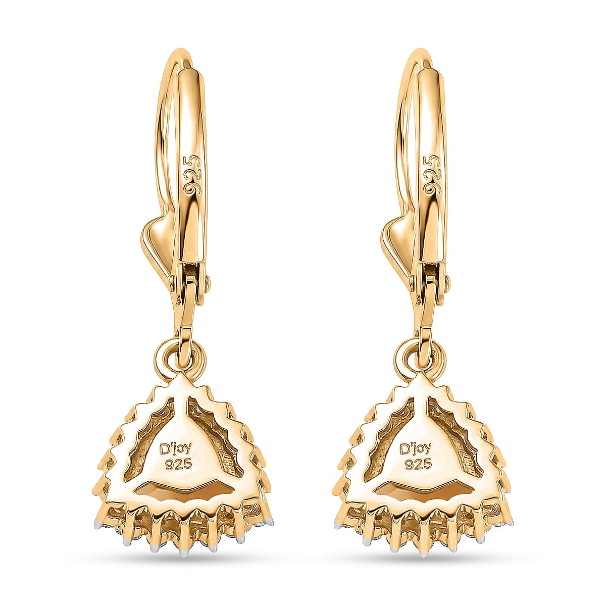 Royal Bali Collection - D'Joy Citrine & White Zircon Earring with Lever Back in 18K Vermeil Yellow Gold Plated Sterling Silver 1.84 Ct.