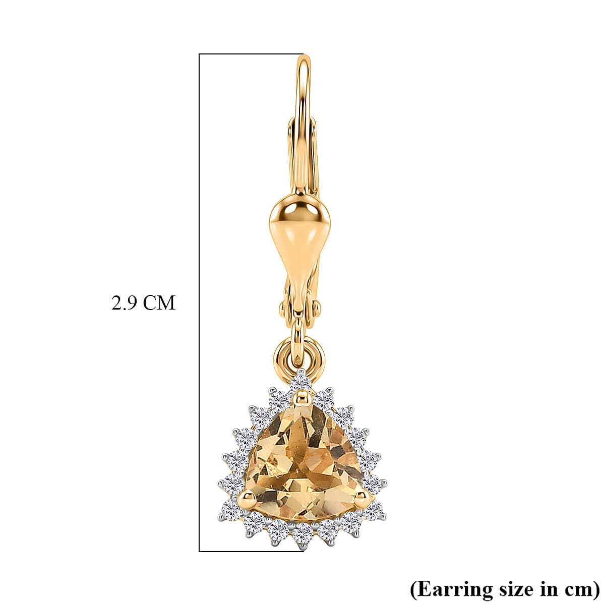 Royal Bali Collection - D'Joy Citrine & White Zircon Earring with Lever Back in 18K Vermeil Yellow Gold Plated Sterling Silver 1.84 Ct.