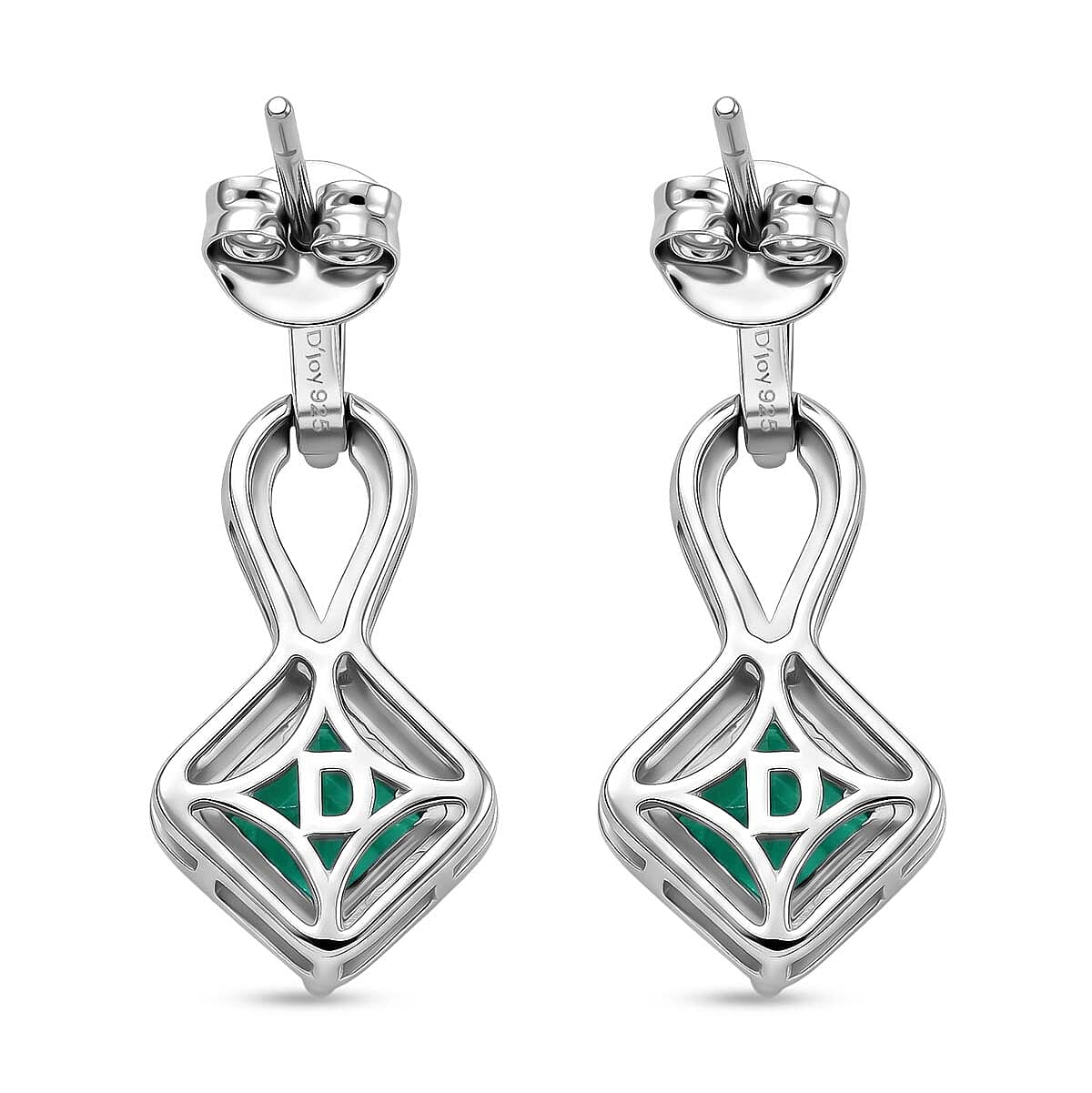 D'Joy - Peacock Triplet Quartz Dangling Earring with Push Post in Platinum Overlay Sterling Silver 2.65 Ct.