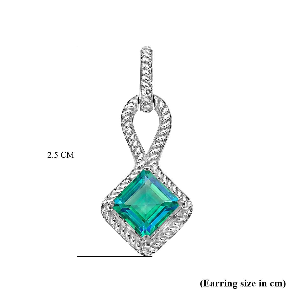 D'Joy - Peacock Triplet Quartz Dangling Earring with Push Post in Platinum Overlay Sterling Silver 2.65 Ct.