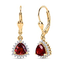 Royal Bali Collection - D'Joy Citrine & White Zircon Earring with Lever Back in 18K Vermeil Yellow Gold Plated Sterling Silver 1.84 Ct.