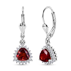 Royal Bali Collection - D'Joy Citrine & White Zircon Lever Back Earring in Rhodium Overlay Sterling Silver 1.84 Ct.