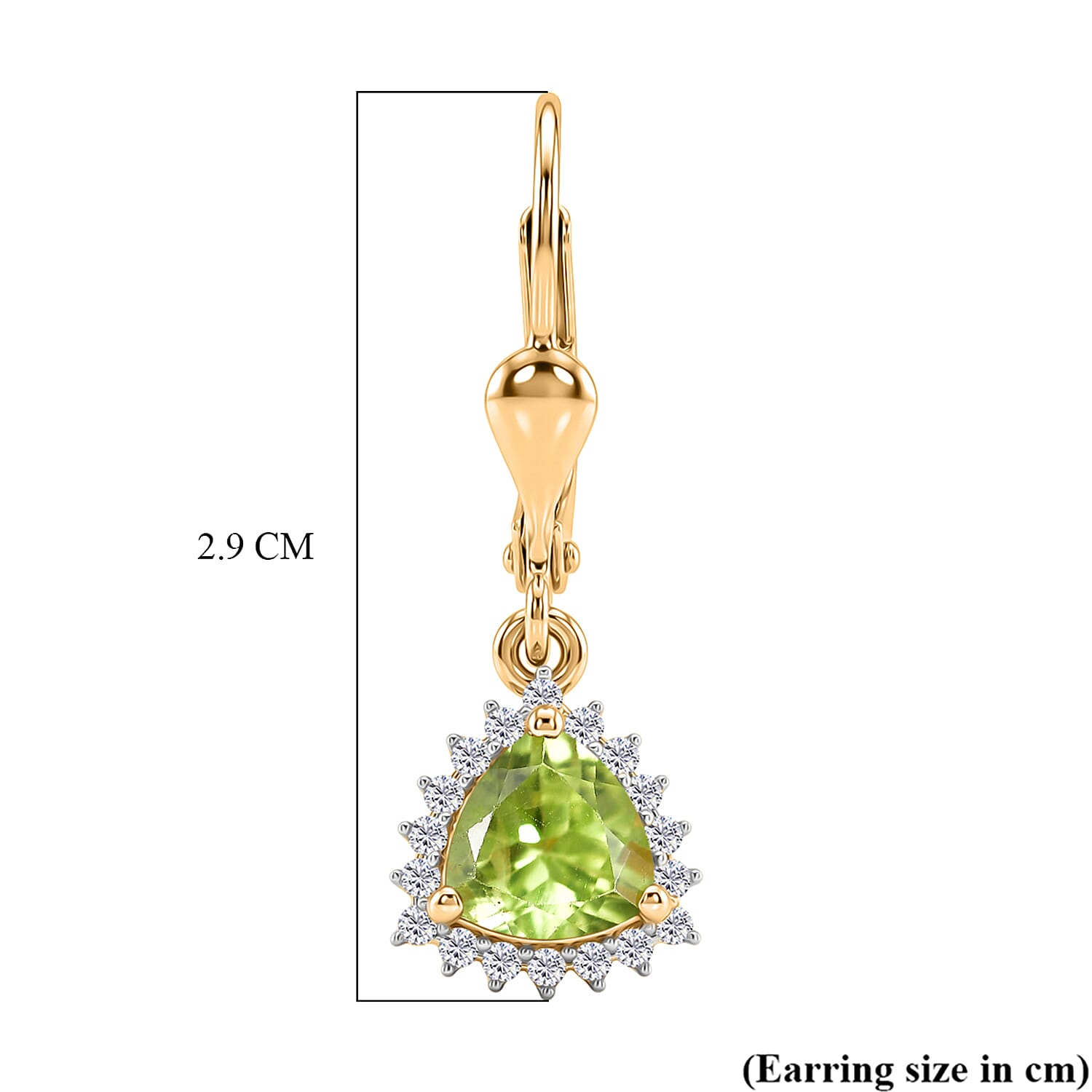 Royal Bali Collection - D'Joy Peridot & White Zircon Lever Back Earring in 18K Vermeil Yellow Gold Plated Sterling Silver 2.00 Ct.