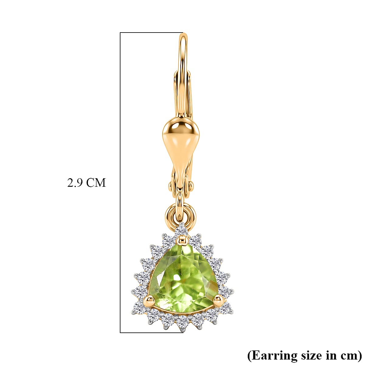 Royal Bali Collection - D'Joy Peridot & White Zircon Lever Back Earring in 18K Vermeil Yellow Gold Plated Sterling Silver 2.00 Ct.