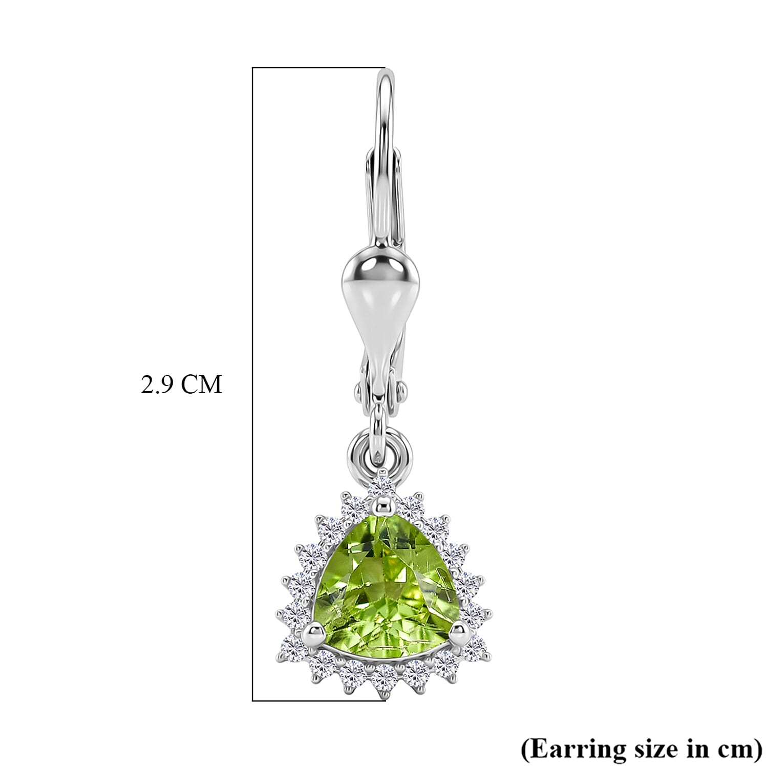 Royal Bali Collection - D'Joy Peridot & White Zircon Lever Back Earring in Rhodium Overlay Sterling Silver 2.00 Ct.
