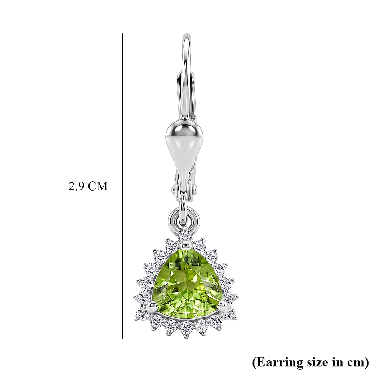 Royal Bali Collection - D'Joy Peridot & White Zircon Lever Back Earring in Rhodium Overlay Sterling Silver 2.00 Ct.