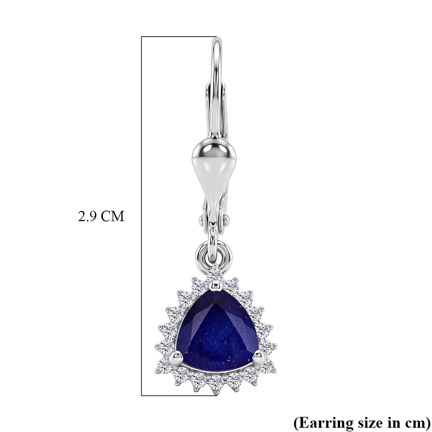 Royal Bali Collection - D'Joy Masoala Sapphire & White Zircon Lever Back Earring in Rhodium Overlay Sterling Silver 2.88 Ct.