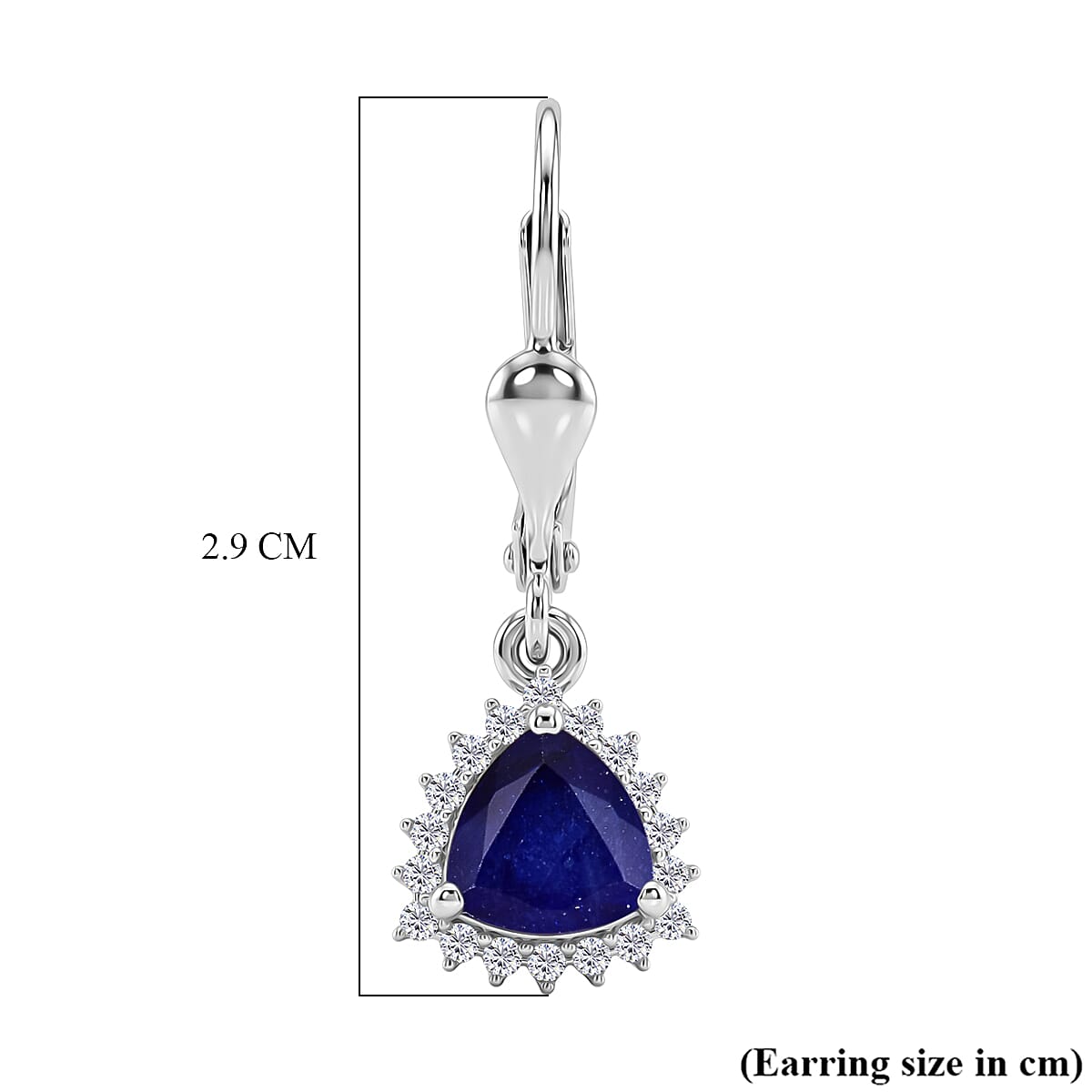 Royal Bali Collection - D'Joy Masoala Sapphire & White Zircon Lever Back Earring in Rhodium Overlay Sterling Silver 2.88 Ct.