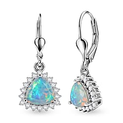 Royal Bali Collection - D'Joy Citrine November Birthstone Earring with Lever Back in Rhodium Overlay Sterling Silver 1.84 Ct.