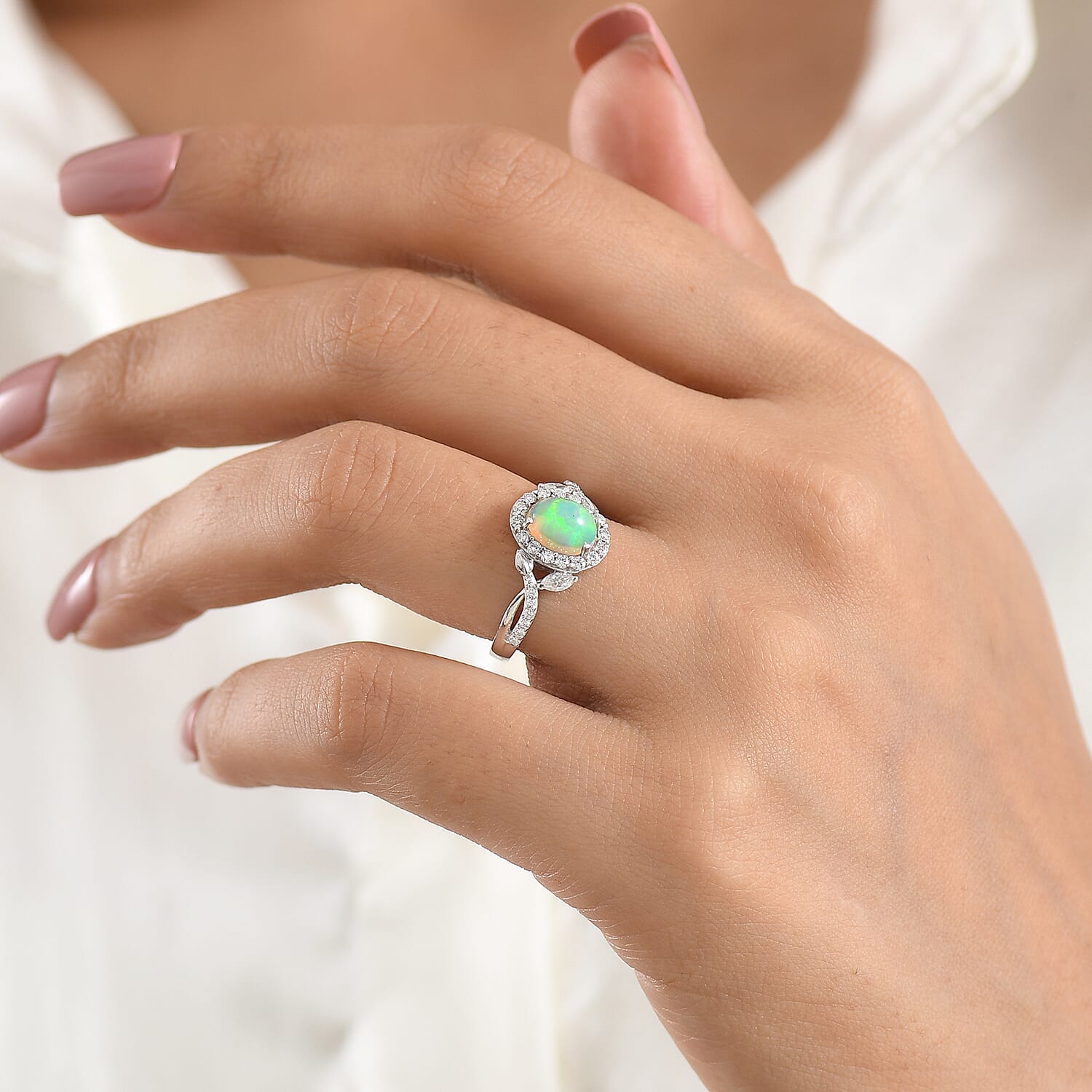 Royal Bali Collection - D'Joy Moissanite Halo Ring in Sterling Silver