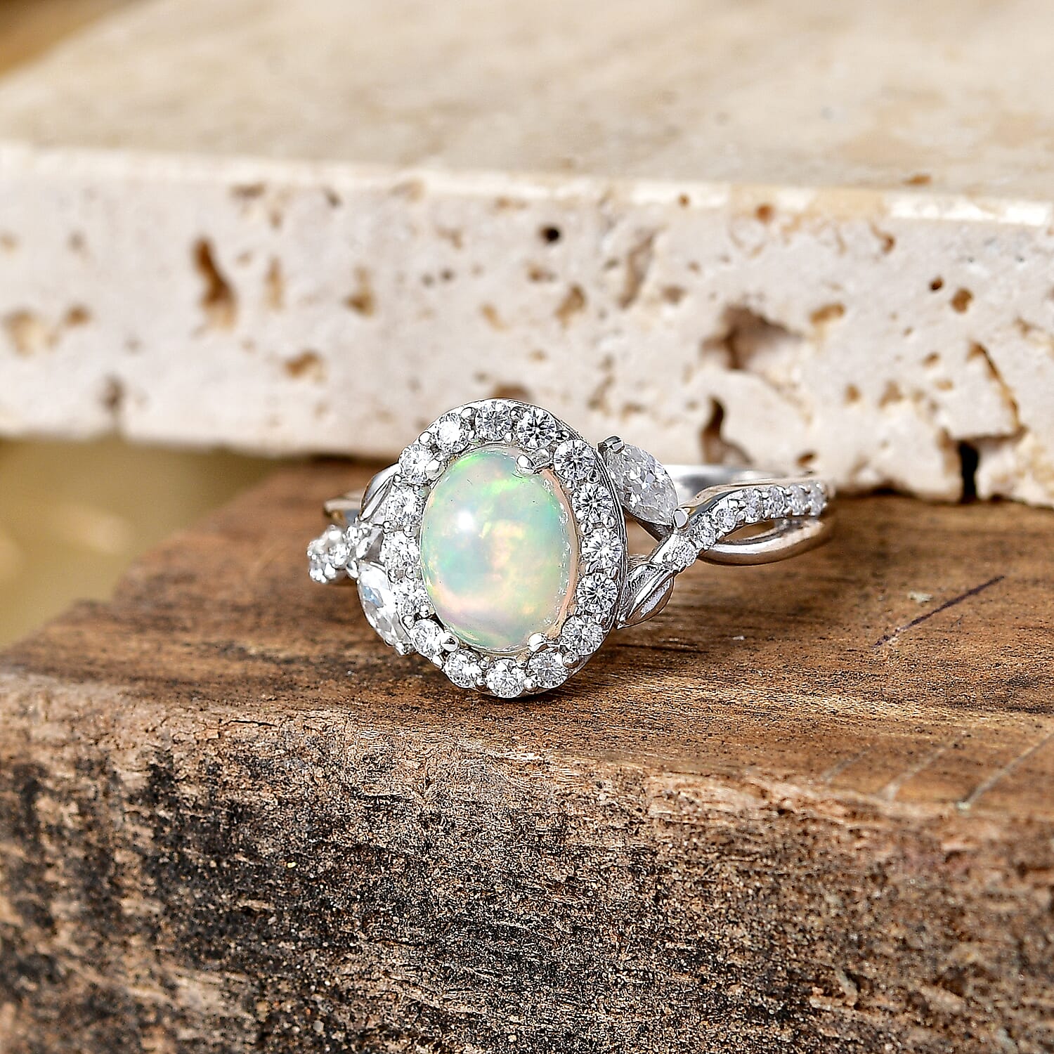 Royal Bali Collection - D'Joy Moissanite Halo Ring in Sterling Silver