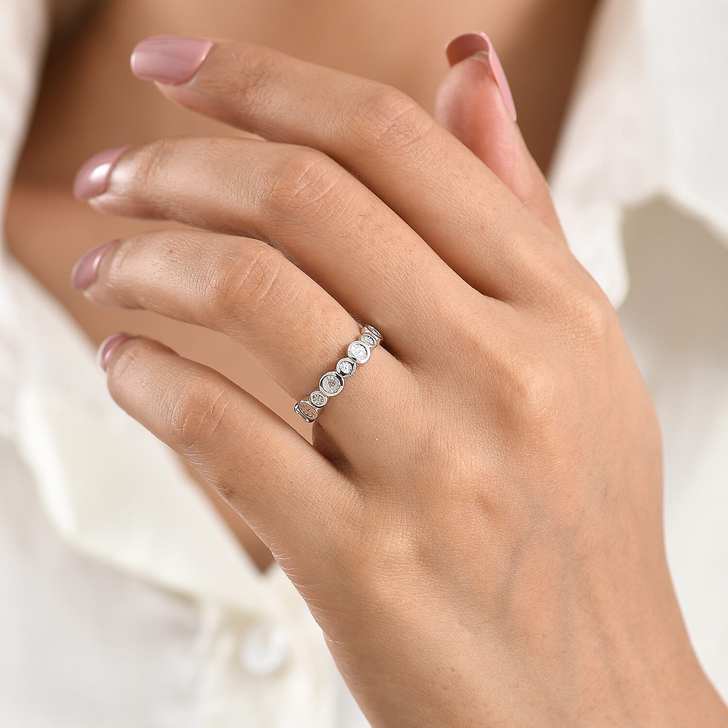 EverTrue White Diamond Band Ring Pure Yellow Brass  0.030  Ct.