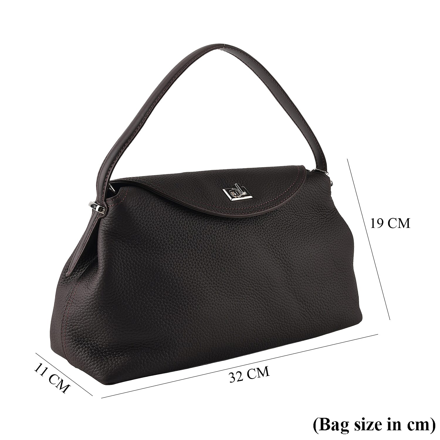 Genuine Leather Slouchy Flapover Crossbody Shoulder Bag - Coffee