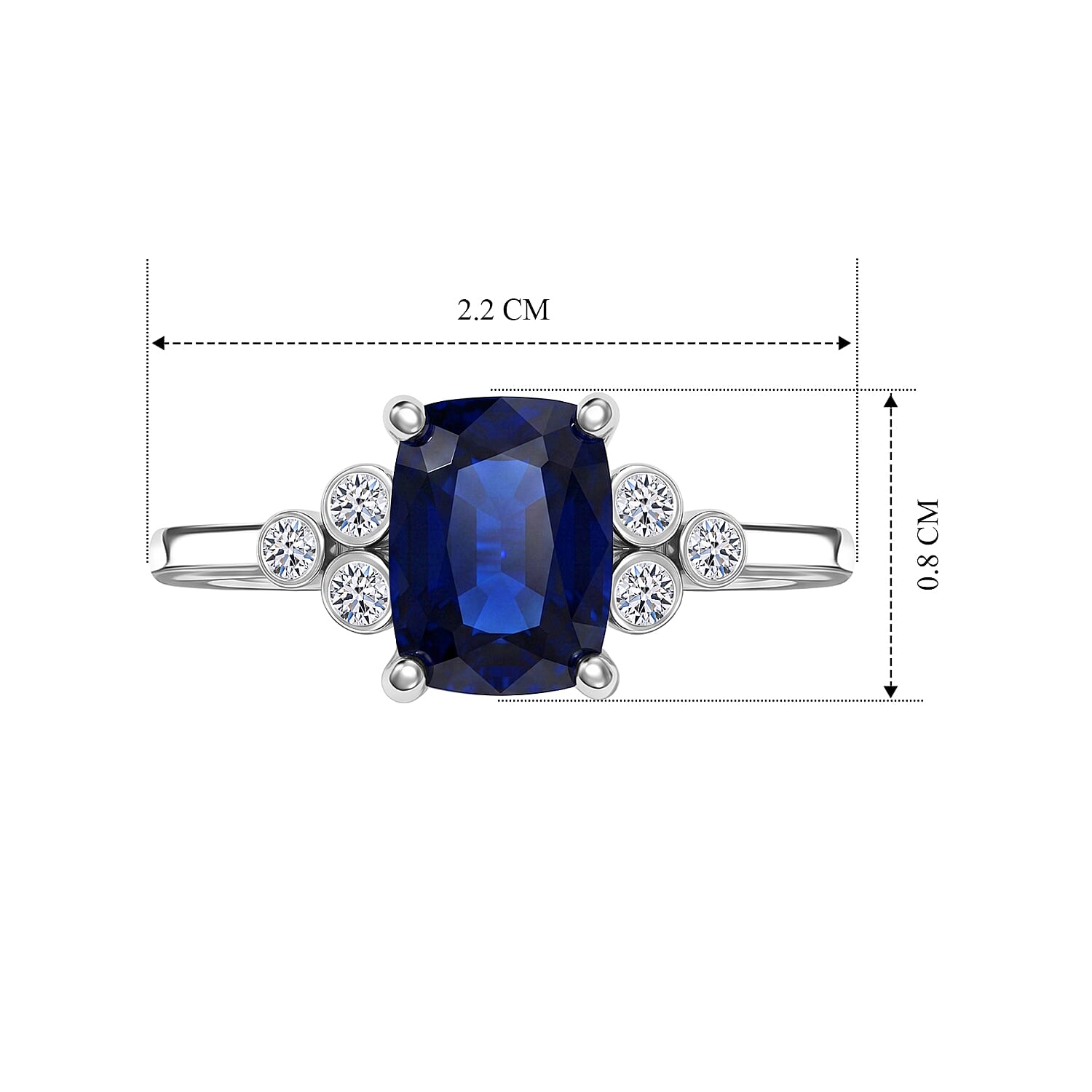 Luxuriant Masoala Sapphire, Lab Grown Diamond Main Stone With Side Stone Ring in Rhodium OverlaySterling Silver  2.450  Ct.