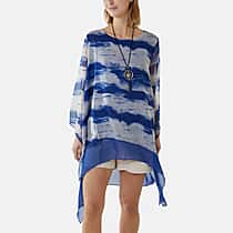 Nova of London 2-In-1 Tie Dye Mesh Overlay Necklace Top (Size - S, 8-10) - Blue