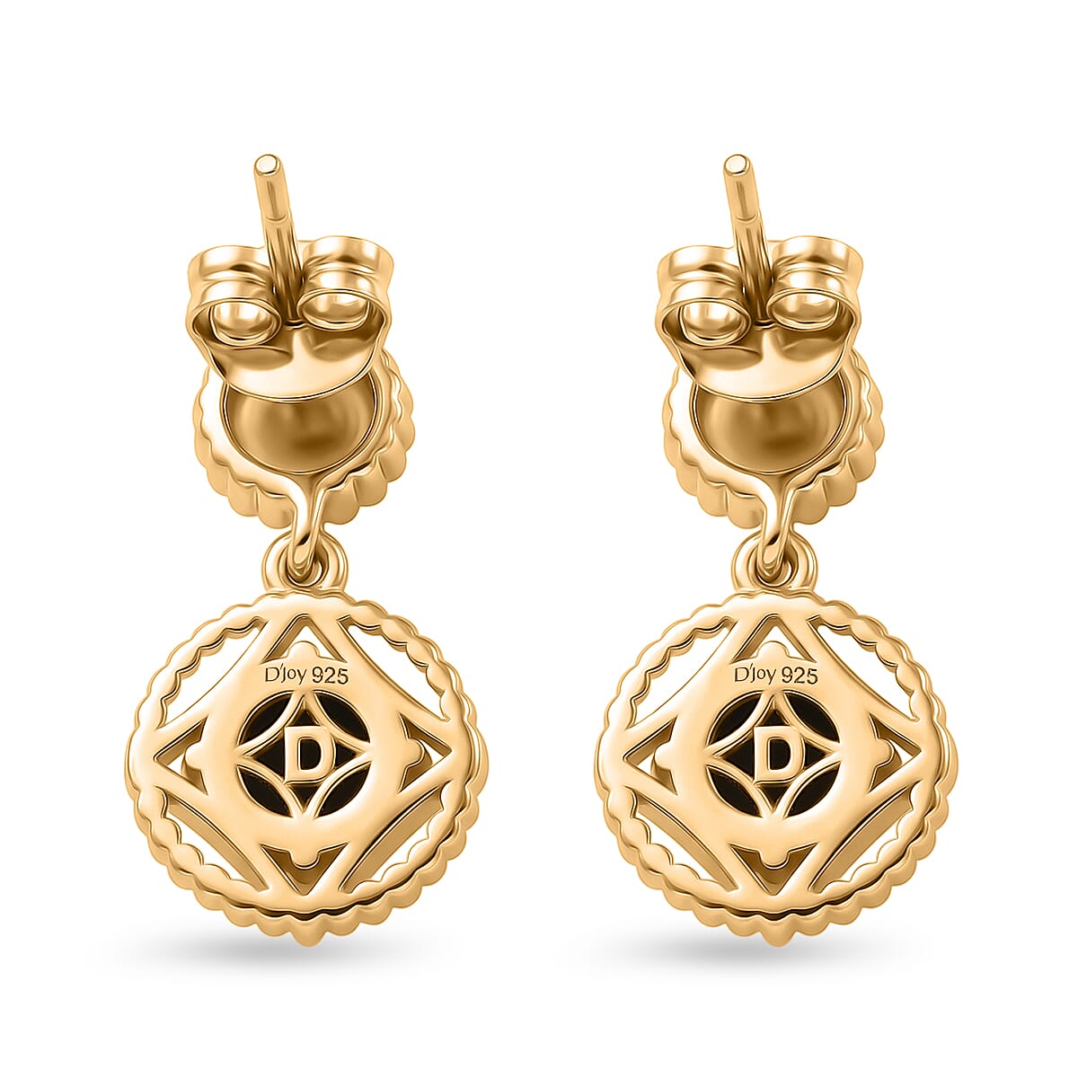 D'Joy - Ammolite & Fresh Water Pearl Dangling Earring with Push Post in 18K Vermeil Yellow Gold Plated Sterling Silver 3.00 Ct.