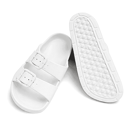 Layla Womens Synthetic Adjustable Double Buckle Slide Sandals (Size 5) - White