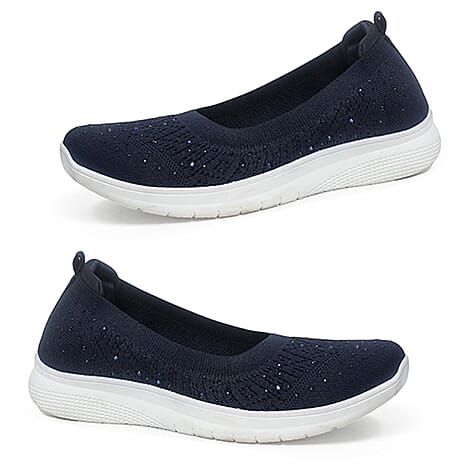 Inshu Dr Lightfoot - Lorena Ladies Synthetic Knit Slip-On Shoes (Size 8) - Navy