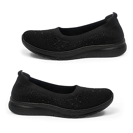 Inshu Dr Lightfoot - Lorena Ladies Synthetic Knit Slip-On Shoes (Size 4) - Black