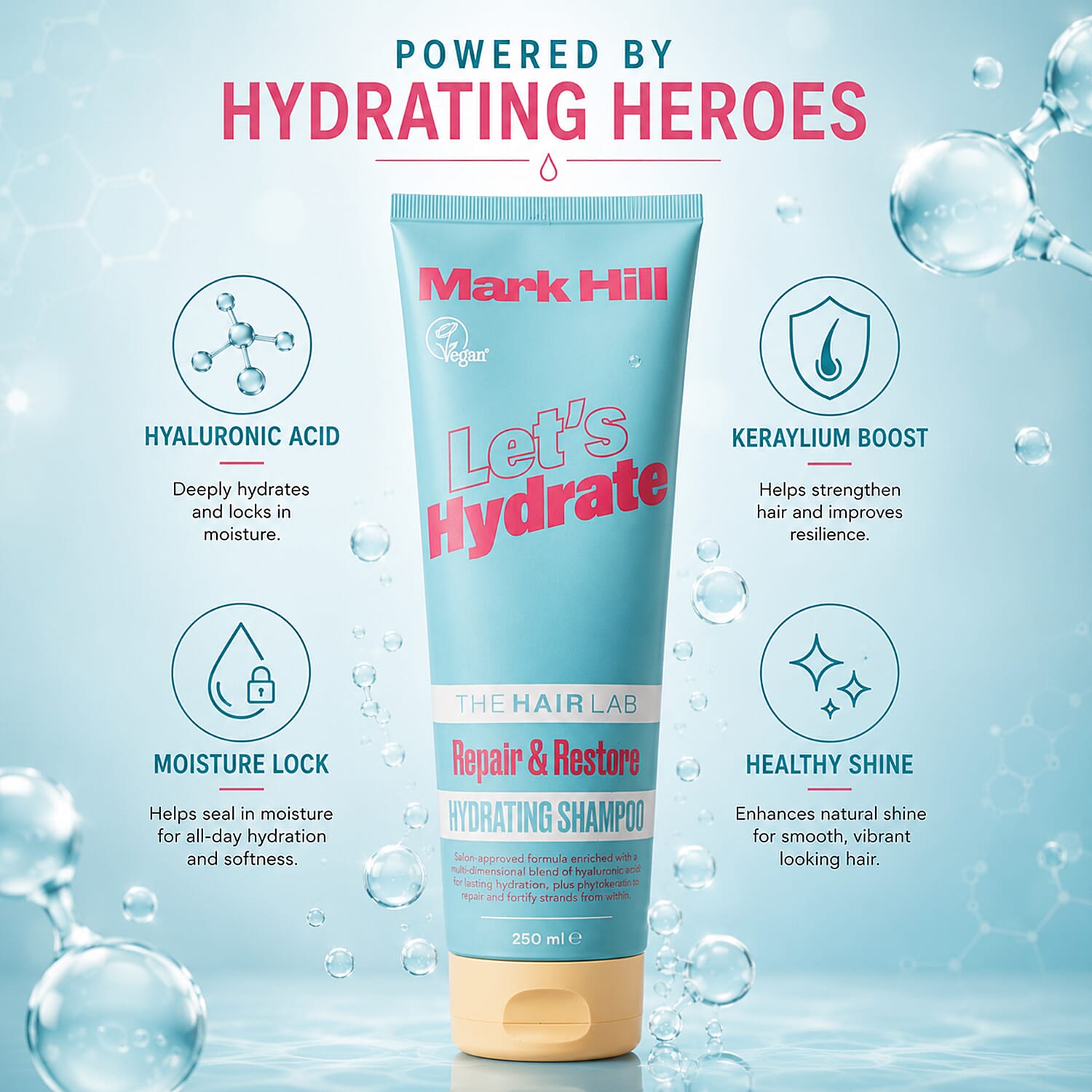 2 Piece Set- Mark Hill Let's Hydrate Hydrating Shampoo & Conditioner - 250 ml Each