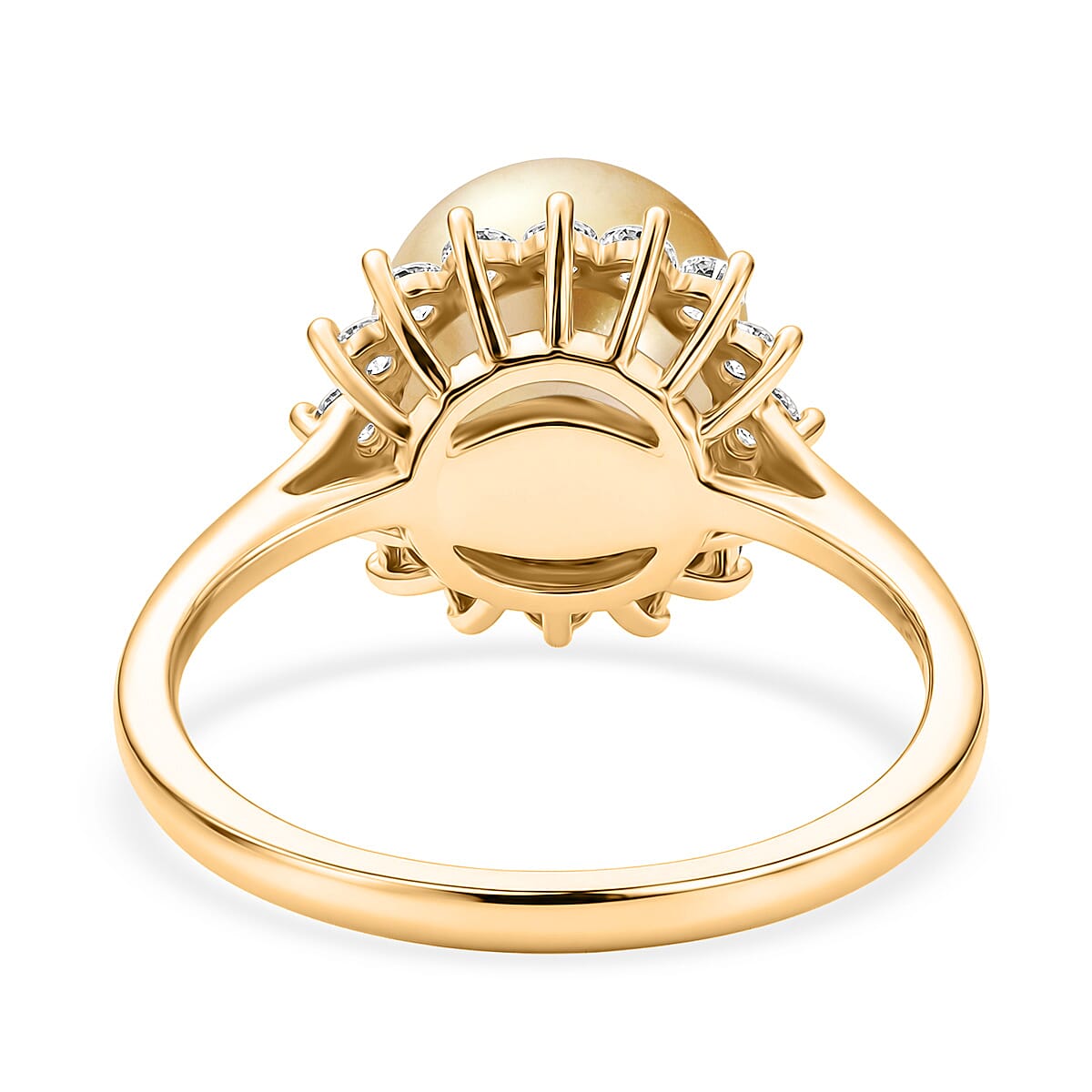 Luxuriant - Golden South Sea Pearl & Lab Grown Diamond (SI-G-H) Halo Ring in 18K Vermeil Yellow Gold Plated Sterling Silver 6.50 Ct.