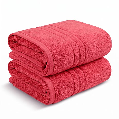 Livmore Set of 2 - Cotton Bath Sheets 550GSM (Size 88x172cm) - Coral