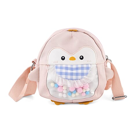 Novelty Penguin Cartoon Crossbody Ita Bag with Pom Pom Window - Pink