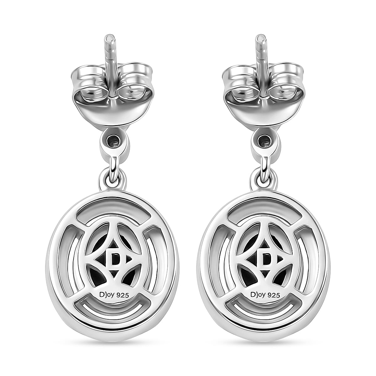 D'Joy - Ammolite & Moissanite Dangling Earring with Push Post in Rhodium Overlay Sterling Silver 1.80 Ct.