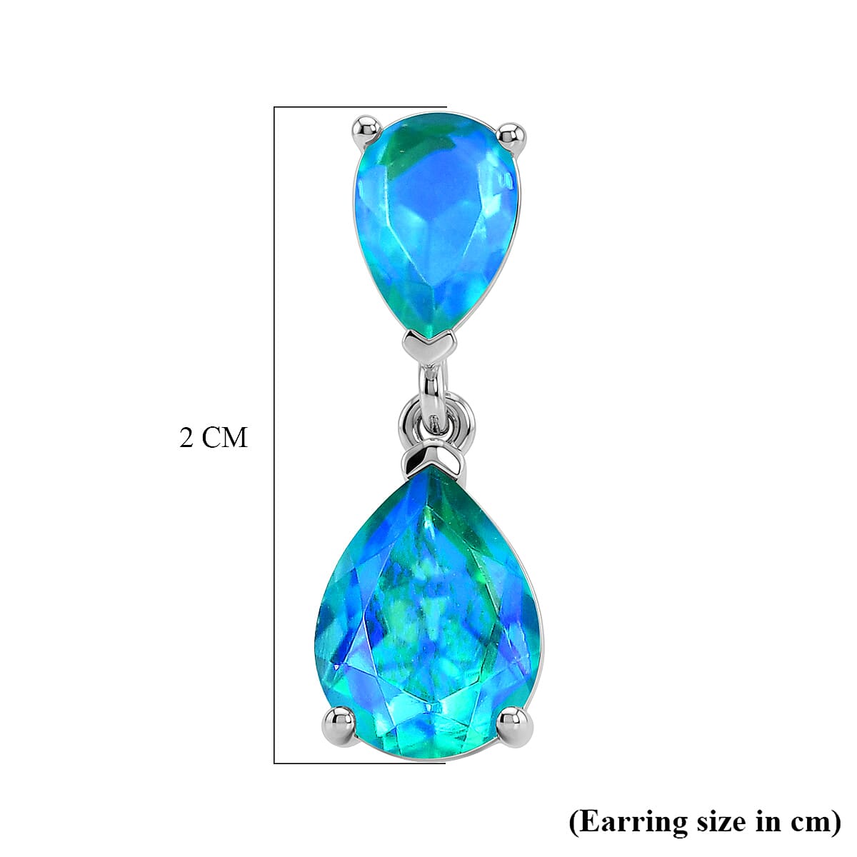 D'Joy - Peacock Triplet Quartz Dangling Earring with Post in Platinum Overlay Sterling Silver 5.00 Ct.