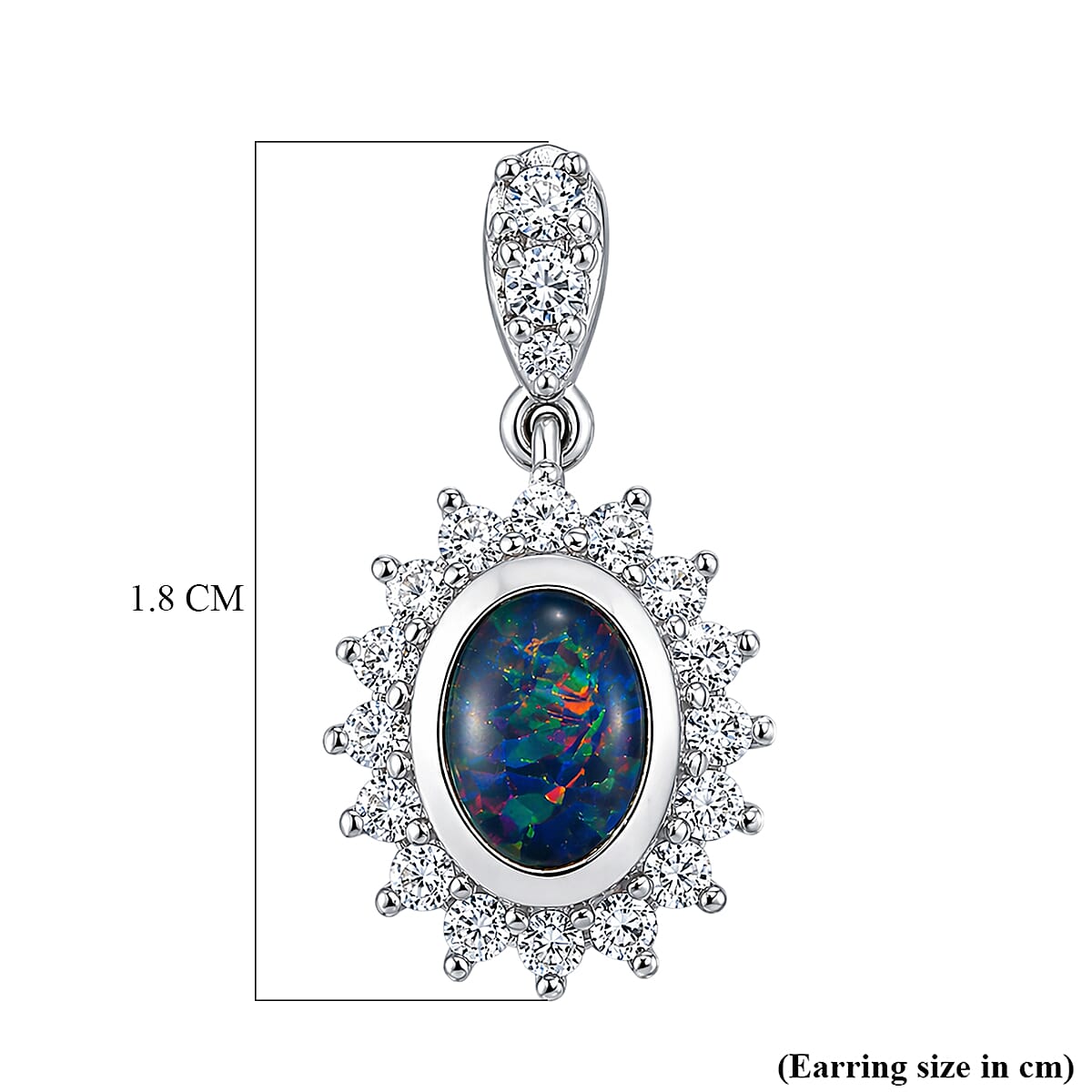 D'Joy - Boulder Opal Triplet & White Zircon Dangling Earring with Push Back in Rhodium Overlay Sterling Silver 2.50 Ct.