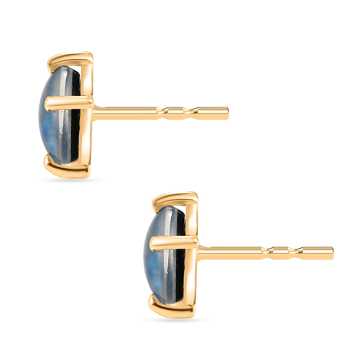D'Joy - Boulder Opal Triplet Solitaire Stud Push Post Earring in Yellow Gold Plated Sterling Silver 1.64 Ct.