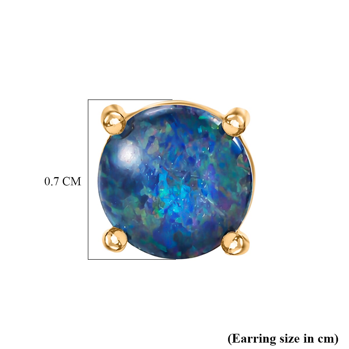 D'Joy - Boulder Opal Triplet Solitaire Stud Push Post Earring in Yellow Gold Plated Sterling Silver 1.64 Ct.