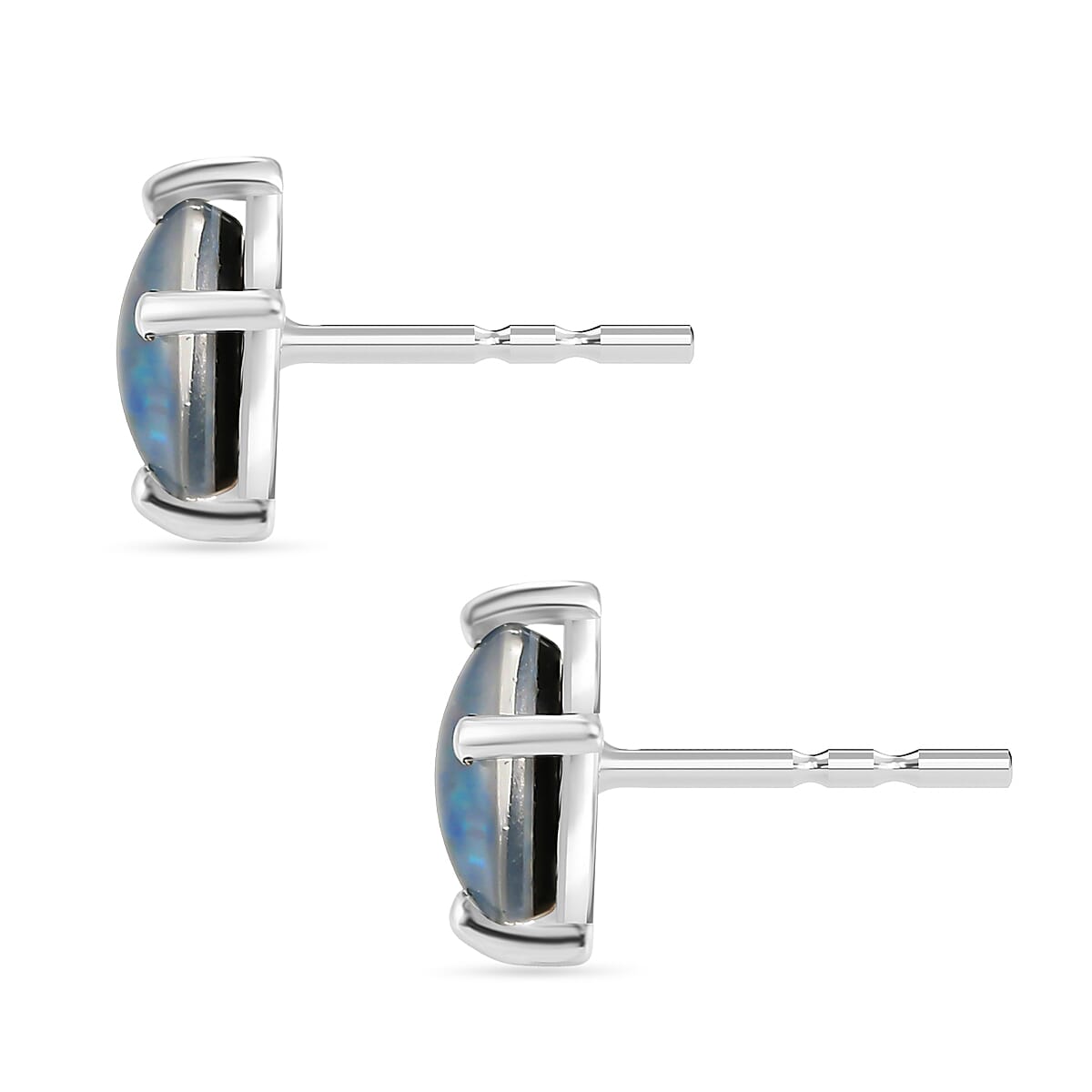 D'Joy - Boulder Opal Triplet Solitaire Stud Push Post Earring in Platinum Overlay Sterling Silver 1.64 Ct.