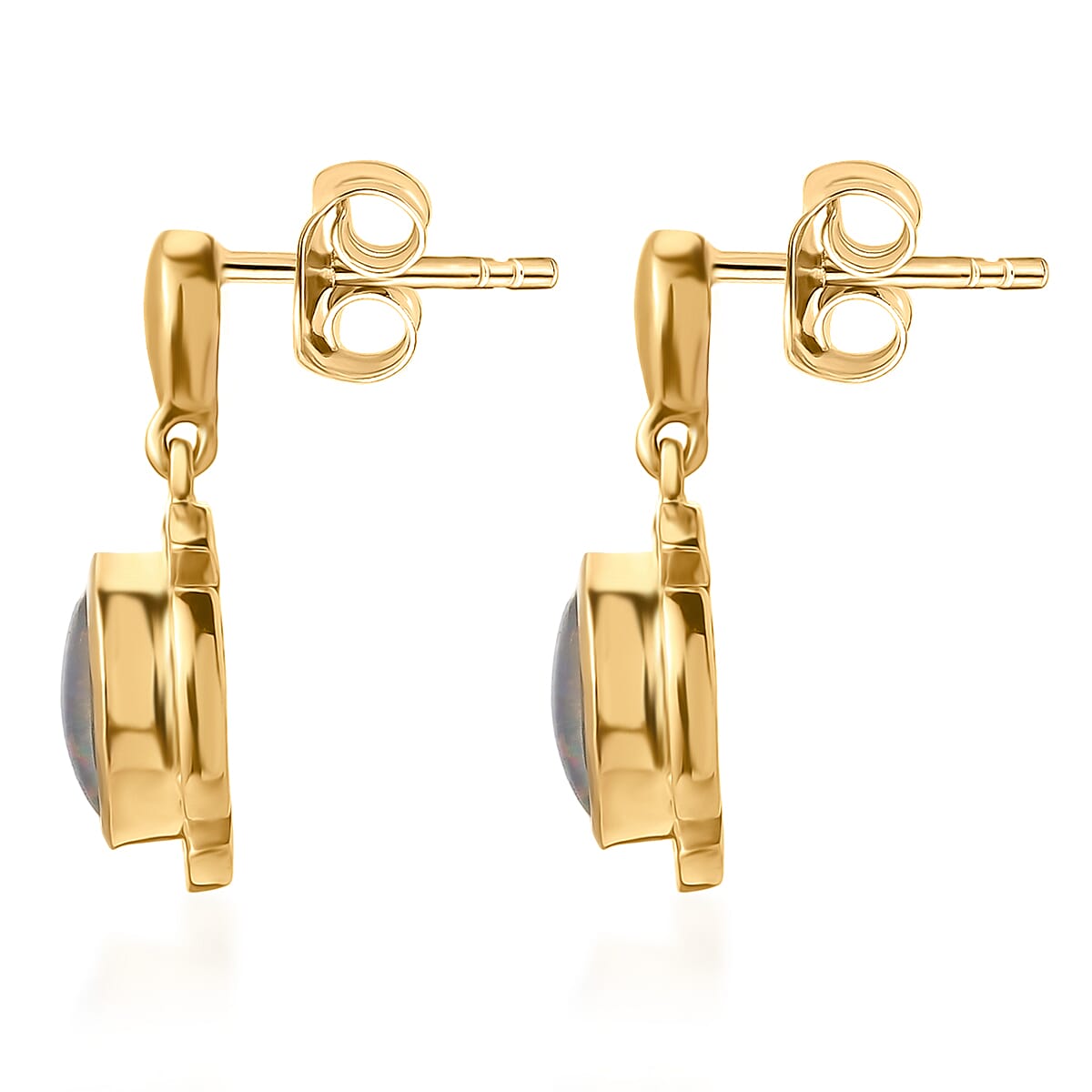 D'Joy - Boulder Opal Triplet Dangling Earring with Post in Yellow Gold Plated Sterling Silver 1.15 Ct.