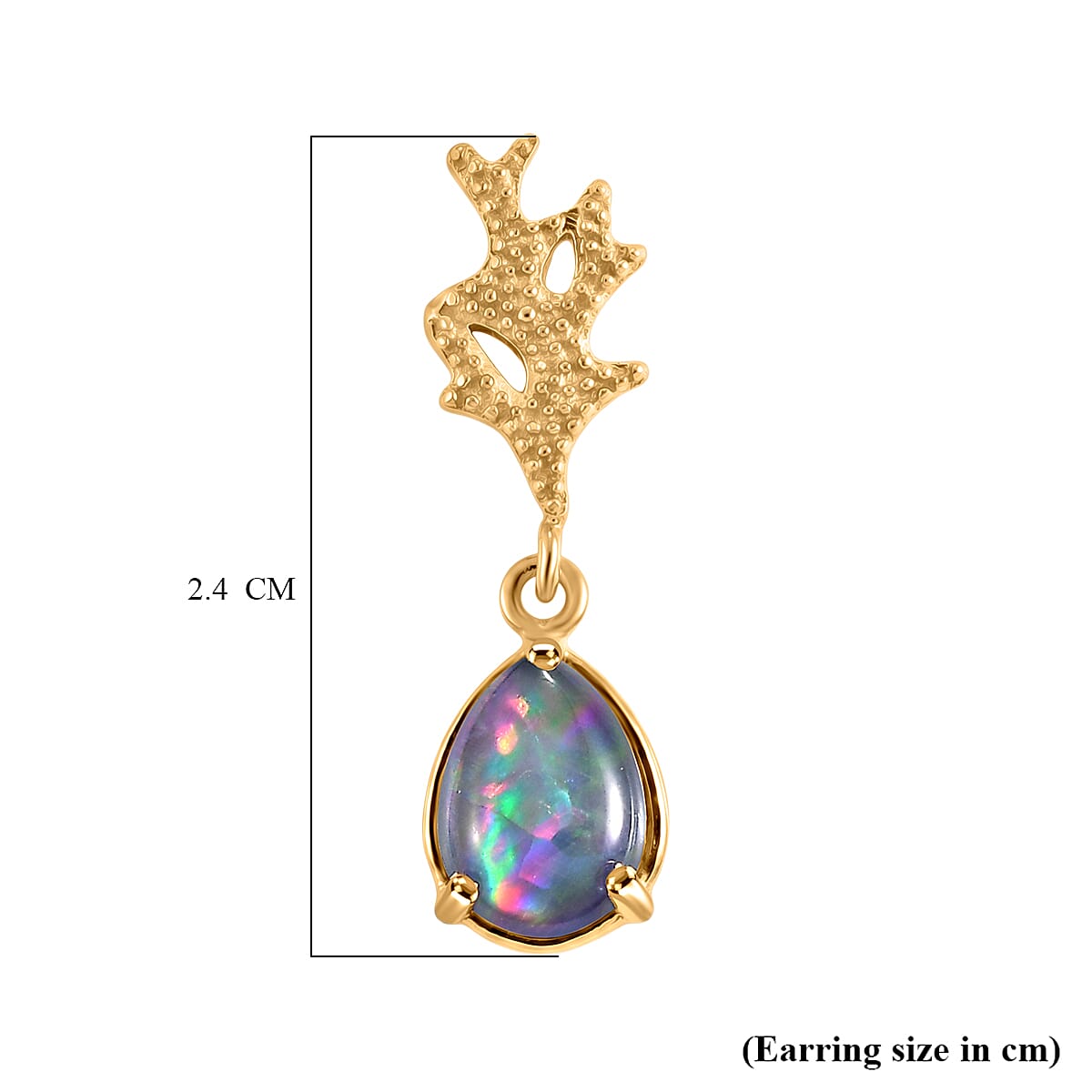 D'Joy - Boulder Opal Triplet Solitaire Stud Push Post Earring in Yellow Gold Plated Sterling Silver 1.80 Ct.