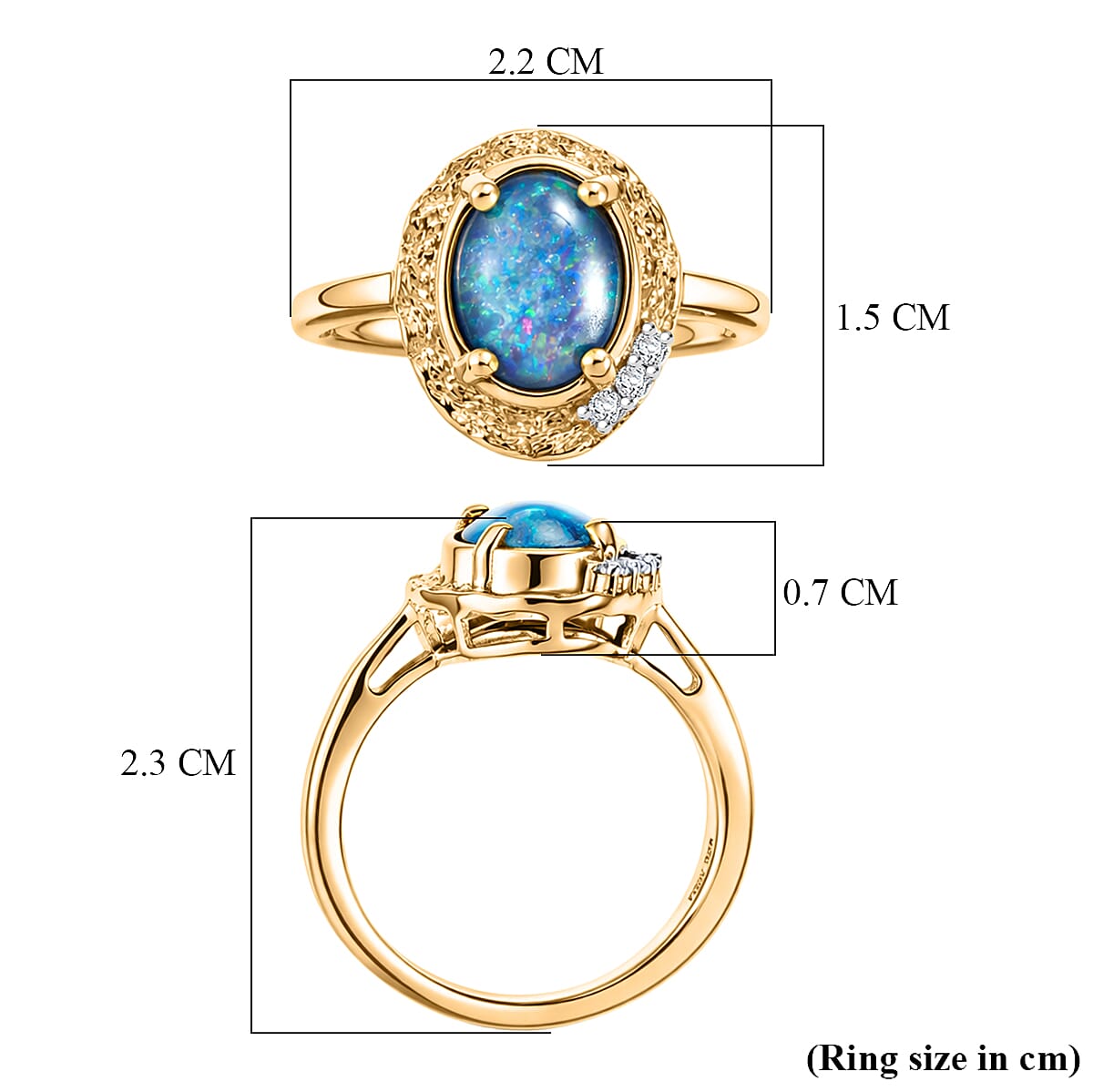 D'Joy - Boulder Opal Triplet & White Zircon Solitaire Ring in Yellow Gold Plated Sterling Silver 1.32 Ct.
